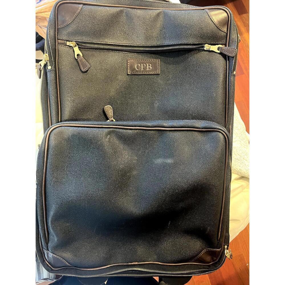 Vintage Leather Suitcase Mulholland Carry On Monogram CPB  22 x 14 x 9